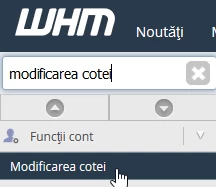 Modificarea Cotei  cont WHM 
